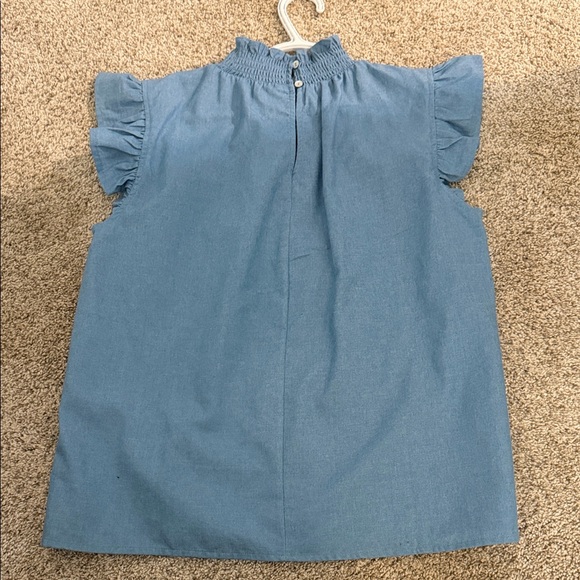 Blue Ruffled Women's Top - Picture 2 of 2